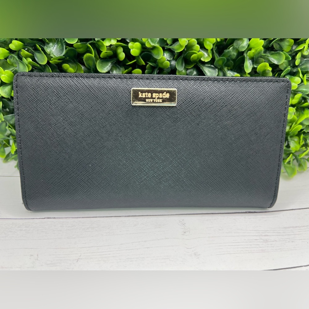 Kate Spade Black Leather Slim Wallet
